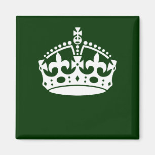 KEEP CALM CROWN Symbol on Green Decor Magnet