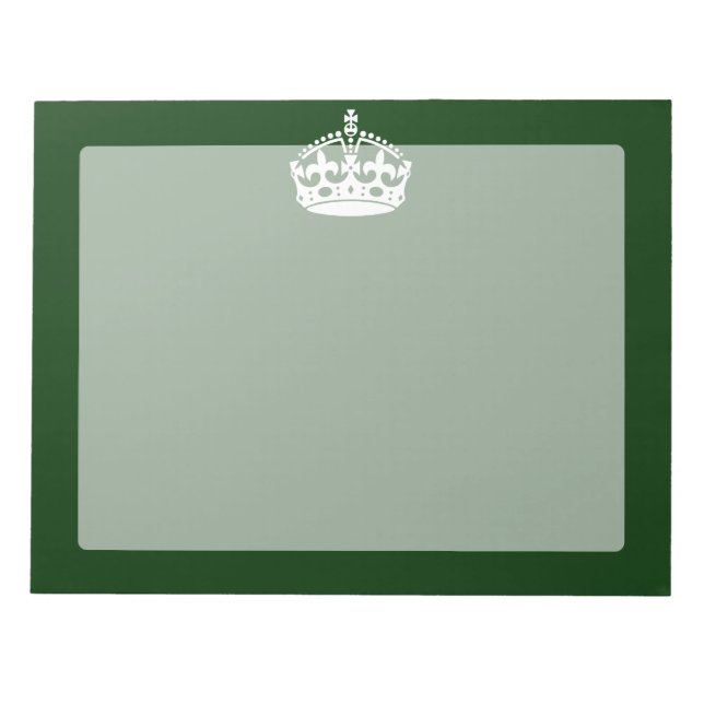 KEEP CALM CROWN Symbol on Green Decor Notepad (Front)