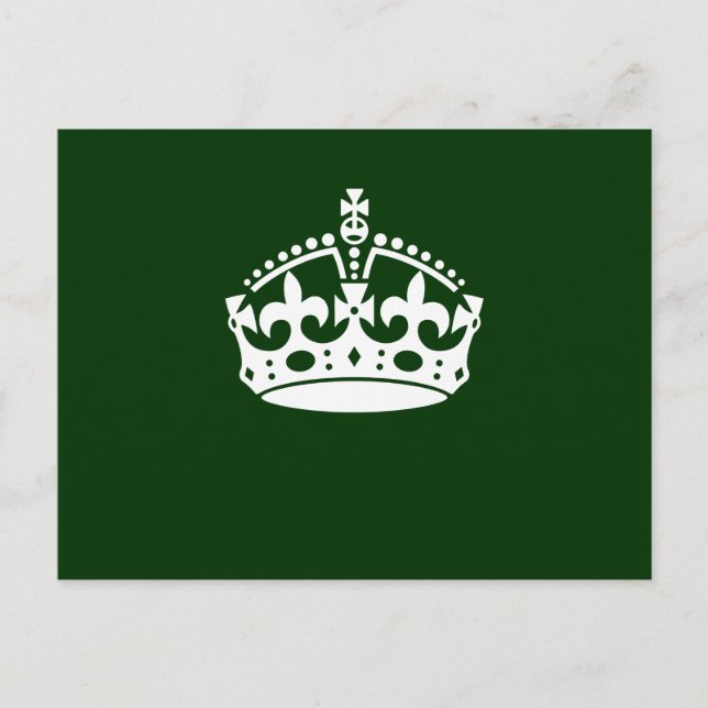 KEEP CALM CROWN Symbol on Green Decor Postcard (Front)