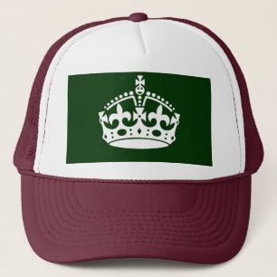 KEEP CALM CROWN Symbol on Green Decor Trucker Hat