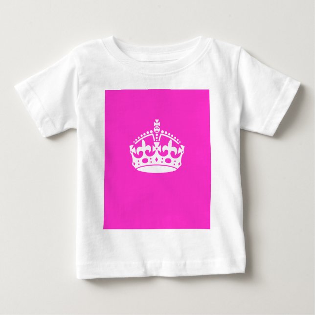 KEEP CALM CROWN Symbol on Hot Pink Decor Baby T-Shirt (Front)