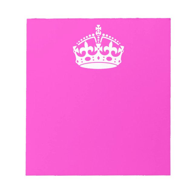 KEEP CALM CROWN Symbol on Hot Pink Decor Notepad (Front)