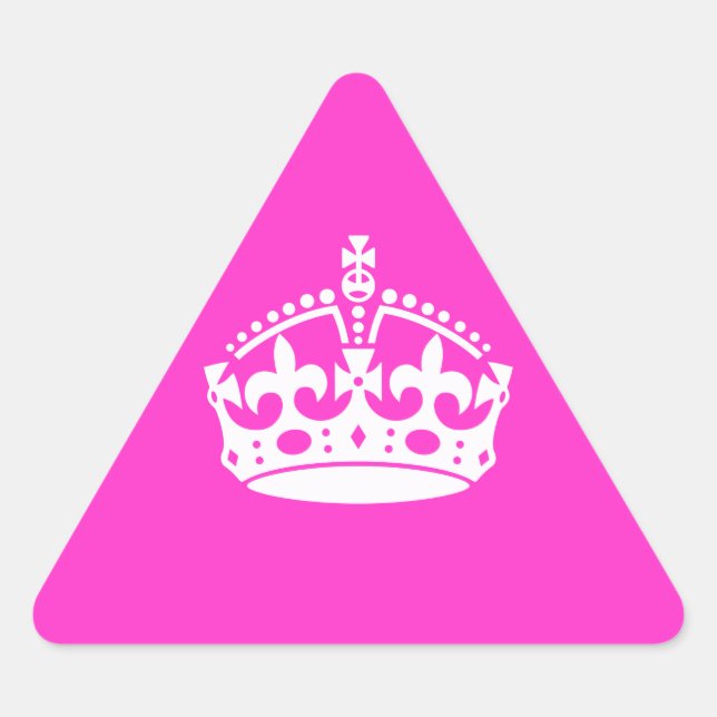 KEEP CALM CROWN Symbol on Hot Pink Decor Triangle Sticker (Front)