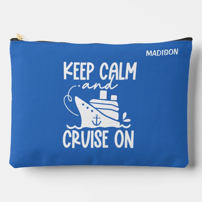 Keep Calm & Cruise On Custom Name & Colour Accessory Pouch (Front)