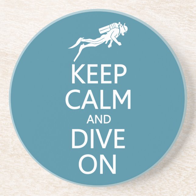 Keep Calm & Dive On custom colour coaster (Front)