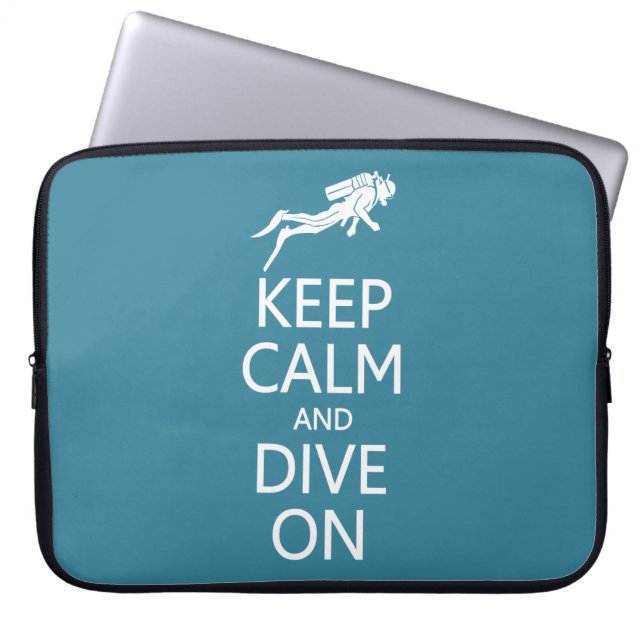 Keep Calm & Dive On custom colour laptop sleeve (Front)