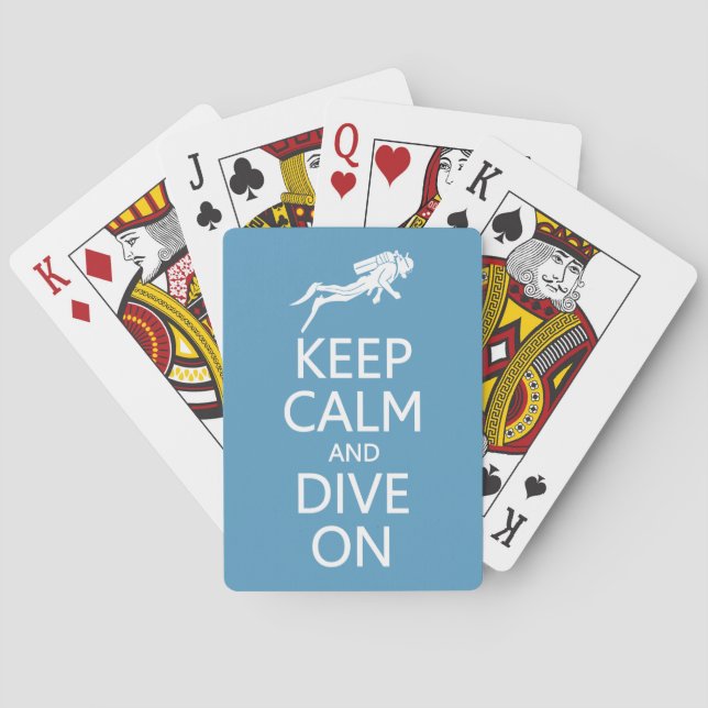 Keep Calm & Dive On custom colour playing cards (Back)