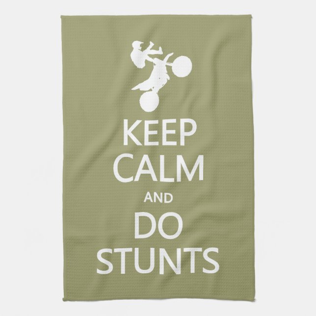 Keep Calm & Do Stunts custom colour kitchen towels (Vertical)