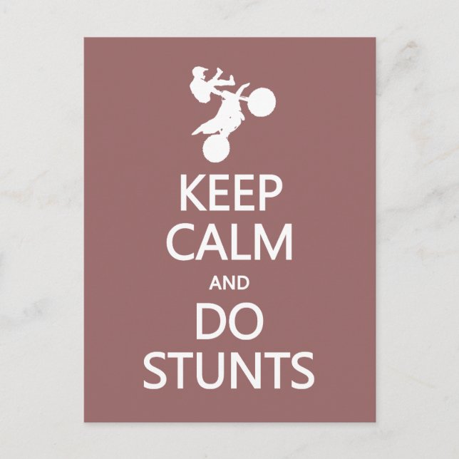 Keep Calm & Do Stunts custom colour postcard (Front)