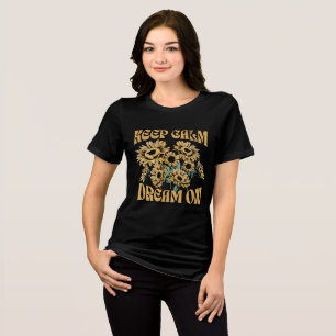 Keep Calm Dream On – Vintage Sunflower Boho Tri-Blend Shirt