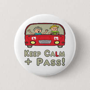Keep Calm Driving Test 6 Cm Round Badge