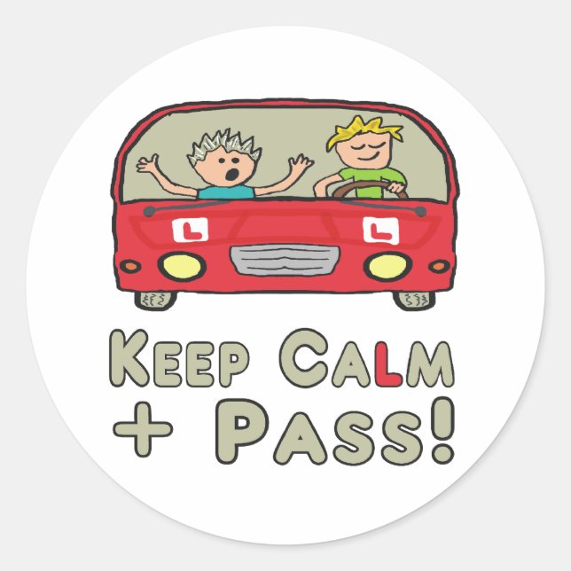 Keep Calm Driving Test Classic Round Sticker (Front)