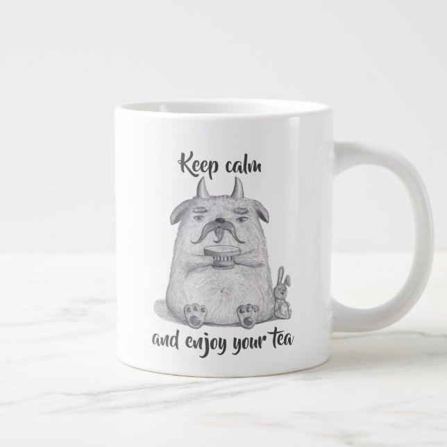 Keep Calm & Enjoy Your Tea/ Personalized/ Monster Large Coffee Mug (Right)
