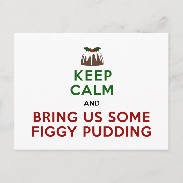 Keep Calm Figgy Pudding Postcard (Front)