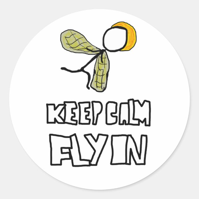 Keep Calm Flying Classic Round Sticker (Front)