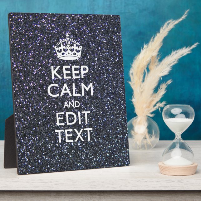 Keep Calm for Your Text on Midnight Style Plaque (Side)