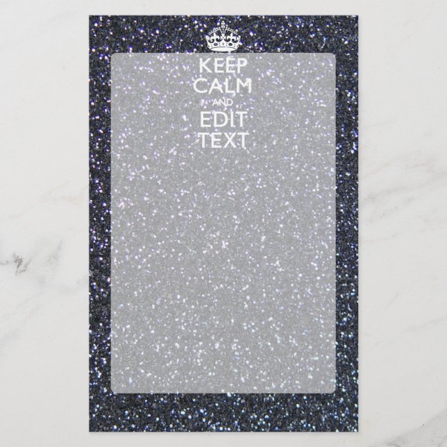 Keep Calm for Your Text on Midnight Style Stationery (Front)