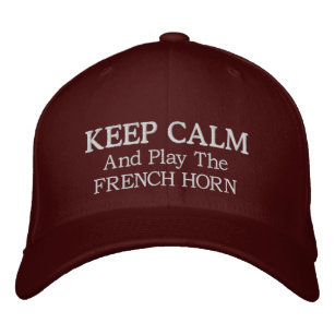 Keep Calm French Horn Music Embroidered Hat