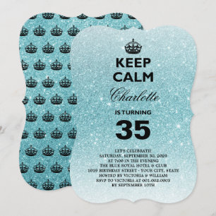 Keep Calm Glitter Milestone Birthday Party Invite