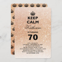 Keep Calm Glitter Milestone Birthday Party Invite
