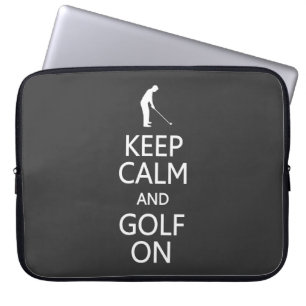 Keep Calm & Golf On custom colour laptop sleeve