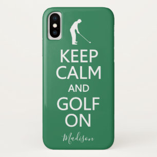 Keep Calm & Golf On custom name & colour cases