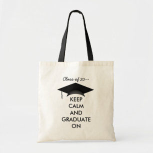 Keep calm graduate on cute and funny tote bag