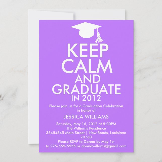 Keep Calm Graduation Invitation (Front)