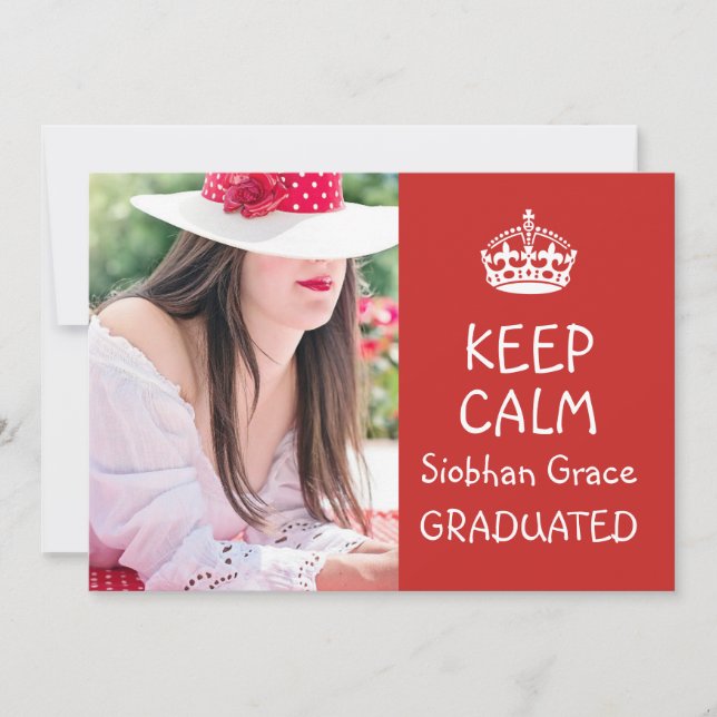 Keep Calm Graduation Red Personalised Announcement (Front)
