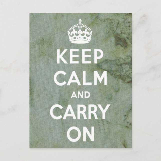 Keep Calm Green Fabric Postcard (Front)