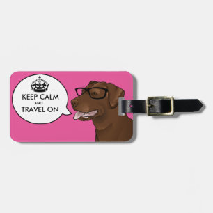KEEP CALM Hipster Dog Geek Labrador Travel Tag