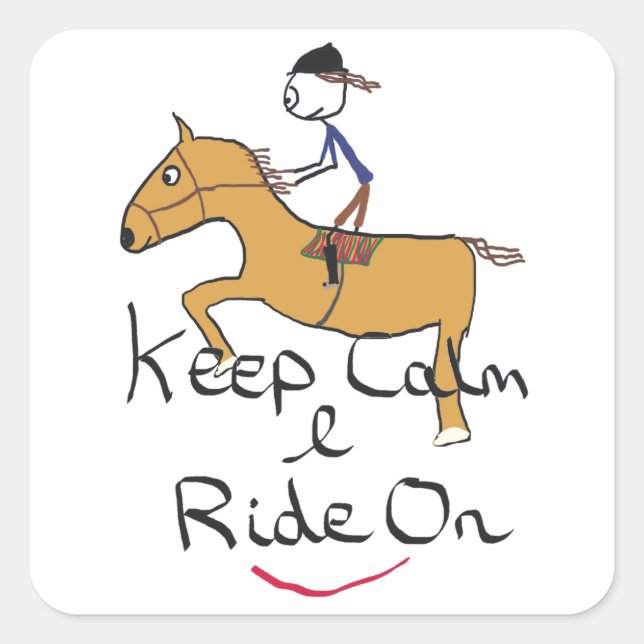 Keep Calm Horse Riding Square Sticker (Front)