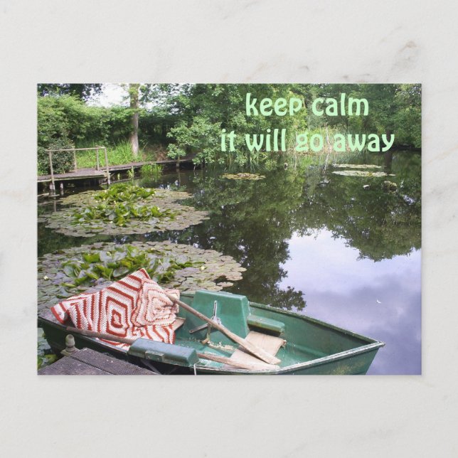 Keep calm, humerous postcard (Front)