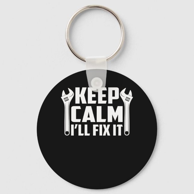 Keep Calm Ill Fix It Clever Mechanic Pride Key Ring (Front)