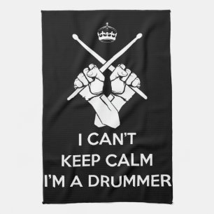 Keep calm I'm a drummer, can't keep calm Tea Towel