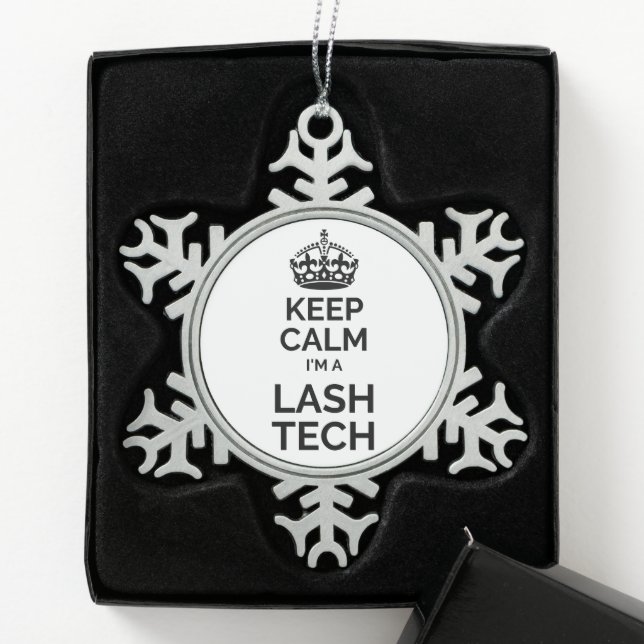 Keep calm I'm a lash tech Snowflake Pewter Christmas Ornament (Box)