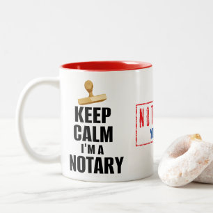 Keep Calm I'm a Notary Customised Name Two-Tone Coffee Mug