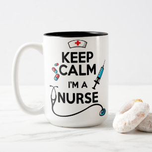 Keep Calm I'm A Nurse Medical Illustration Graphic Two-Tone Coffee Mug