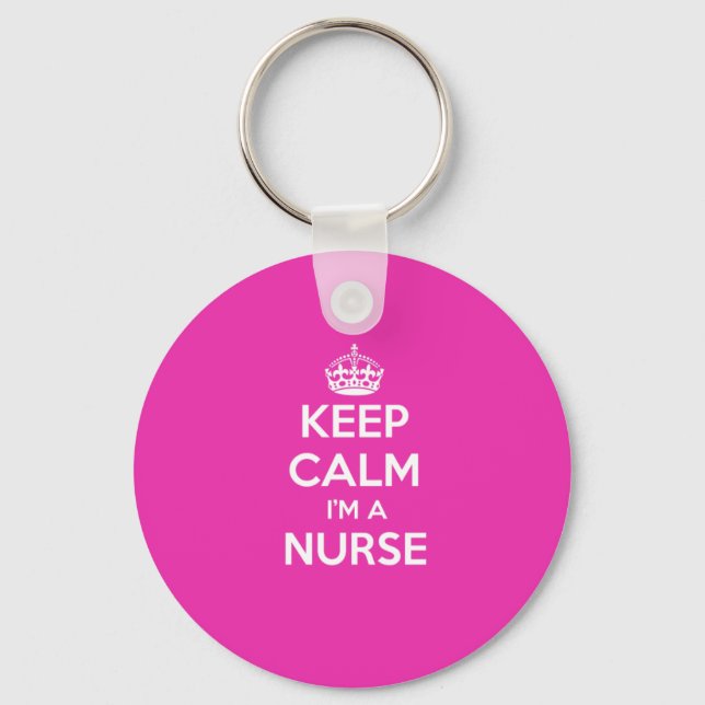 KEEP CALM I'M A NURSE PINK NURSING GIFT KEY RING (Front)