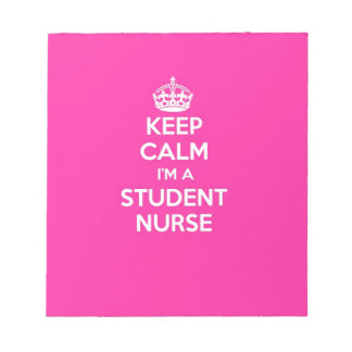 KEEP CALM I'M A STUDENT NURSE PINK NURSING GIFT NOTEPAD