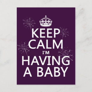 Keep Calm I'm Having A Baby (any colour) Announcement Postcard