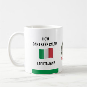 Keep Calm Italy & Funny Text, Italian Flag Coffee Mug
