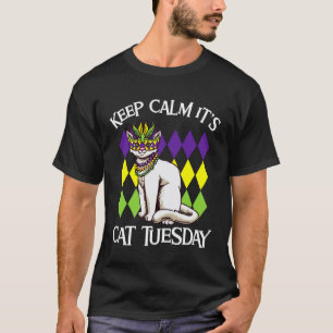 Keep Calm It's Cat Tuesday Funny Mardi Gras T-Shirt
