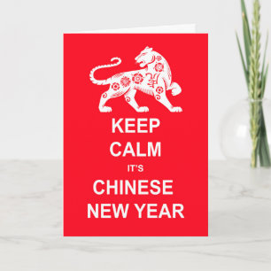 Keep Calm It's Chinese New Year In Red And White Card
