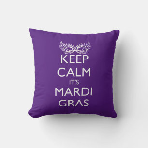 KEEP CALM IT'S MARDI GRAS SEASON green purple Cushion