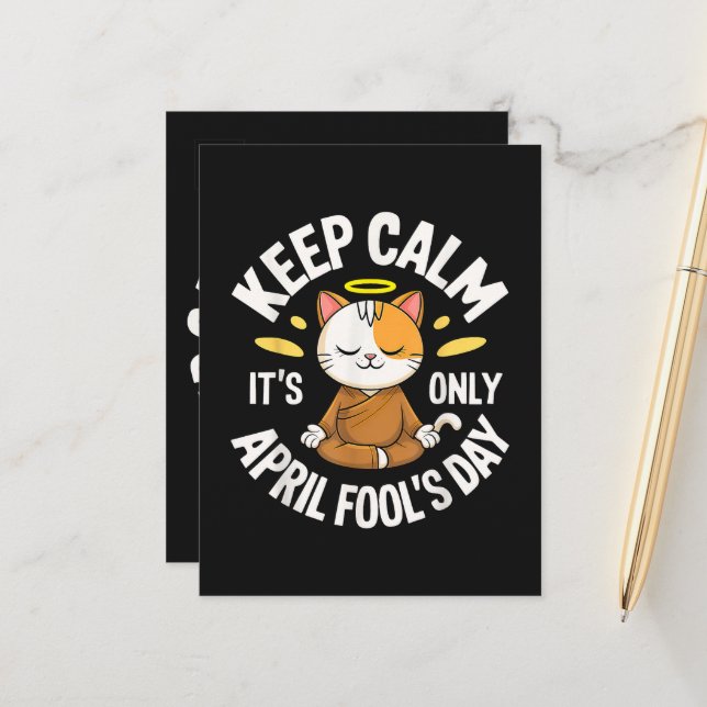 Keep Calm it's only April Fool's Day Announcement Postcard (Front/Back In Situ)