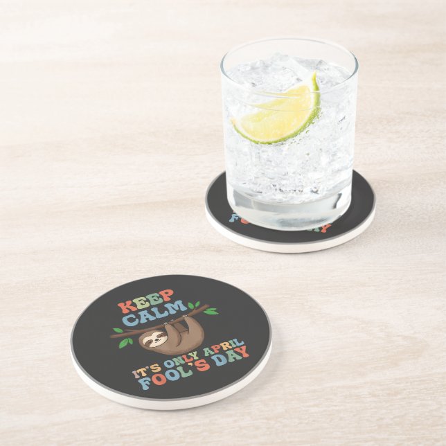 keep calm it's only April fool's day Coaster (Side)