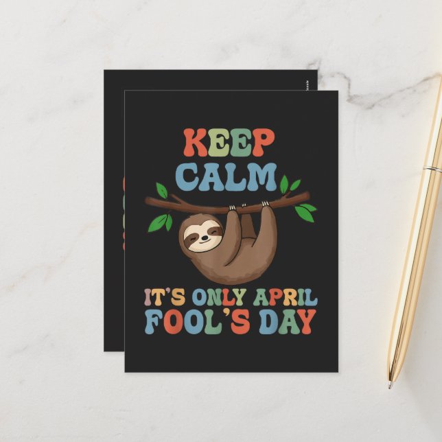 keep calm it's only April fool's day Holiday Postcard (Front/Back In Situ)