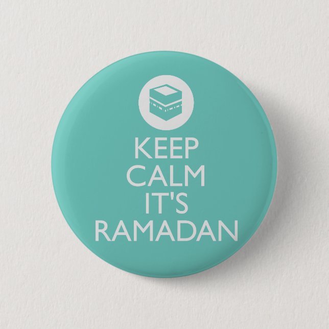 keep calm its ramadan-turquoise 6 cm round badge (Front)