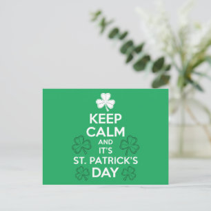 Keep Calm It's St Patricks Day Irish  Postcard